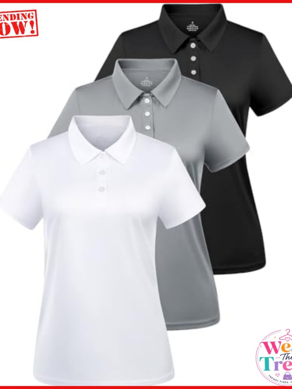 Women's Dry Fit Polo Golf Collared Shirt Short Sleeve Moisture Wicking